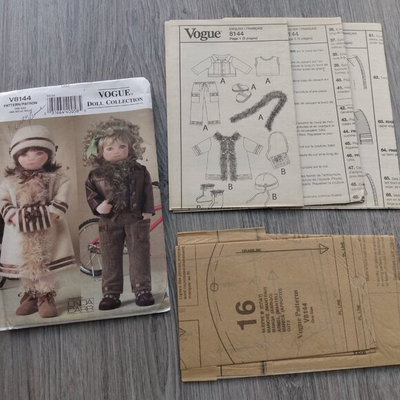 18" Doll Clothes Coat Jacket Pants Shoes Boots Sewing Pattern UNCUT 8144 - Picture 7 of 8
